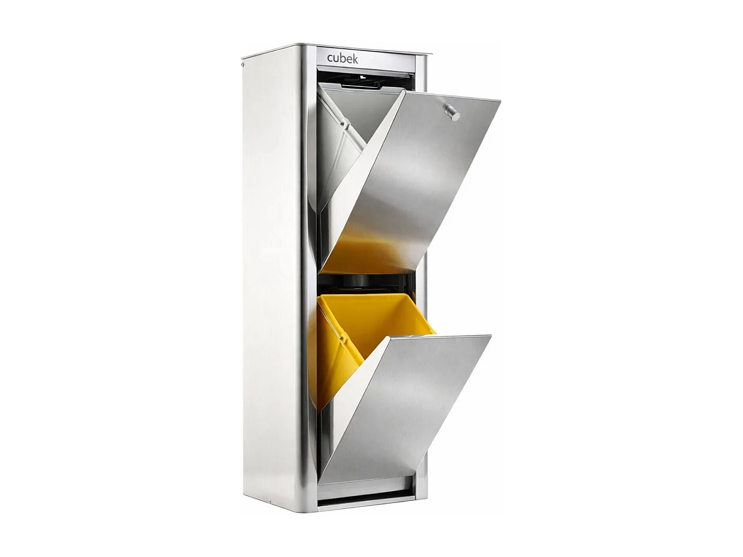 Pattumiera da cucina - Bidone per raccolta differenziata - 2 scomparti da 20L - Acciaio inox - CUBEK