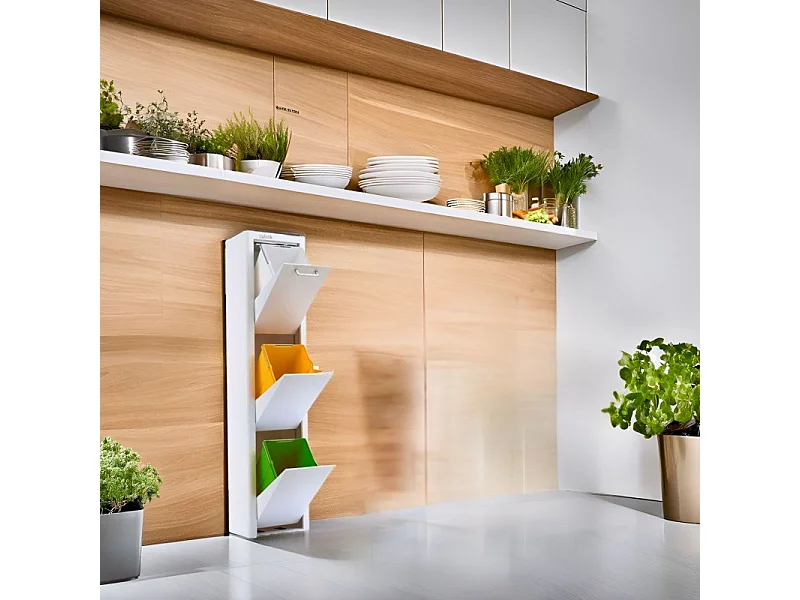 Cubo de basura para la cocina - Cubo de reciclaje - 3 compartimentos de 20L - CUBEK