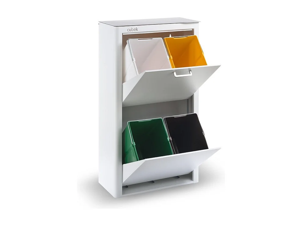 Küchenabfalleimer - Mülltrennungssystem mit 4 Fächern à 20 Litern - CUBEK