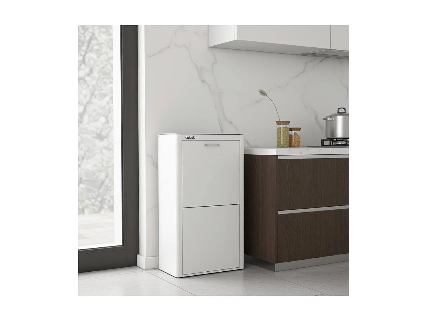 Küchenabfalleimer - Mülltrennungssystem mit 4 Fächern à 20 Litern - CUBEK