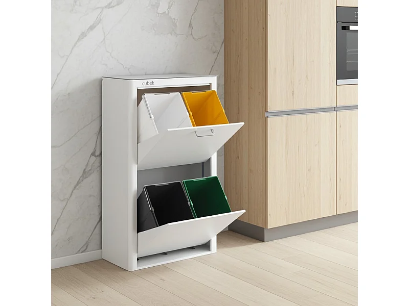 Pattumiera da cucina - Bidone per raccolta differenziata - 4 scomparti da 20L - CUBEK