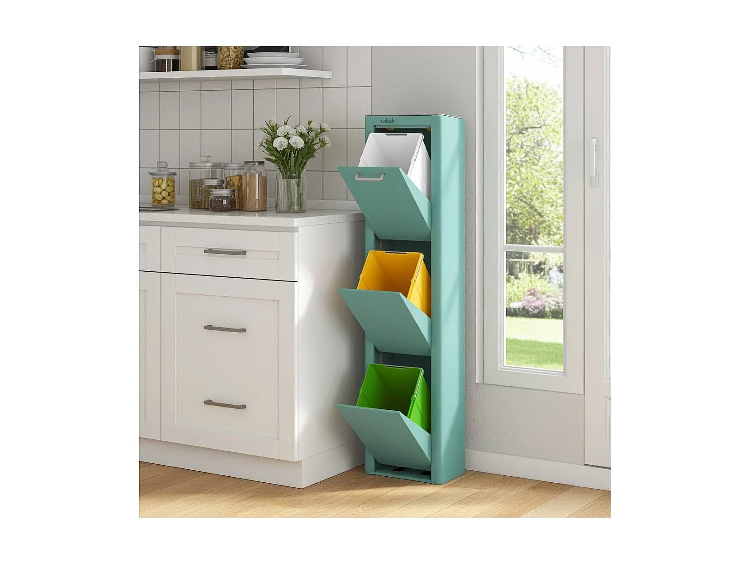 Cubo de basura para la cocina - Cubo de reciclaje - 3 compartimentos de 20L - CUBEK