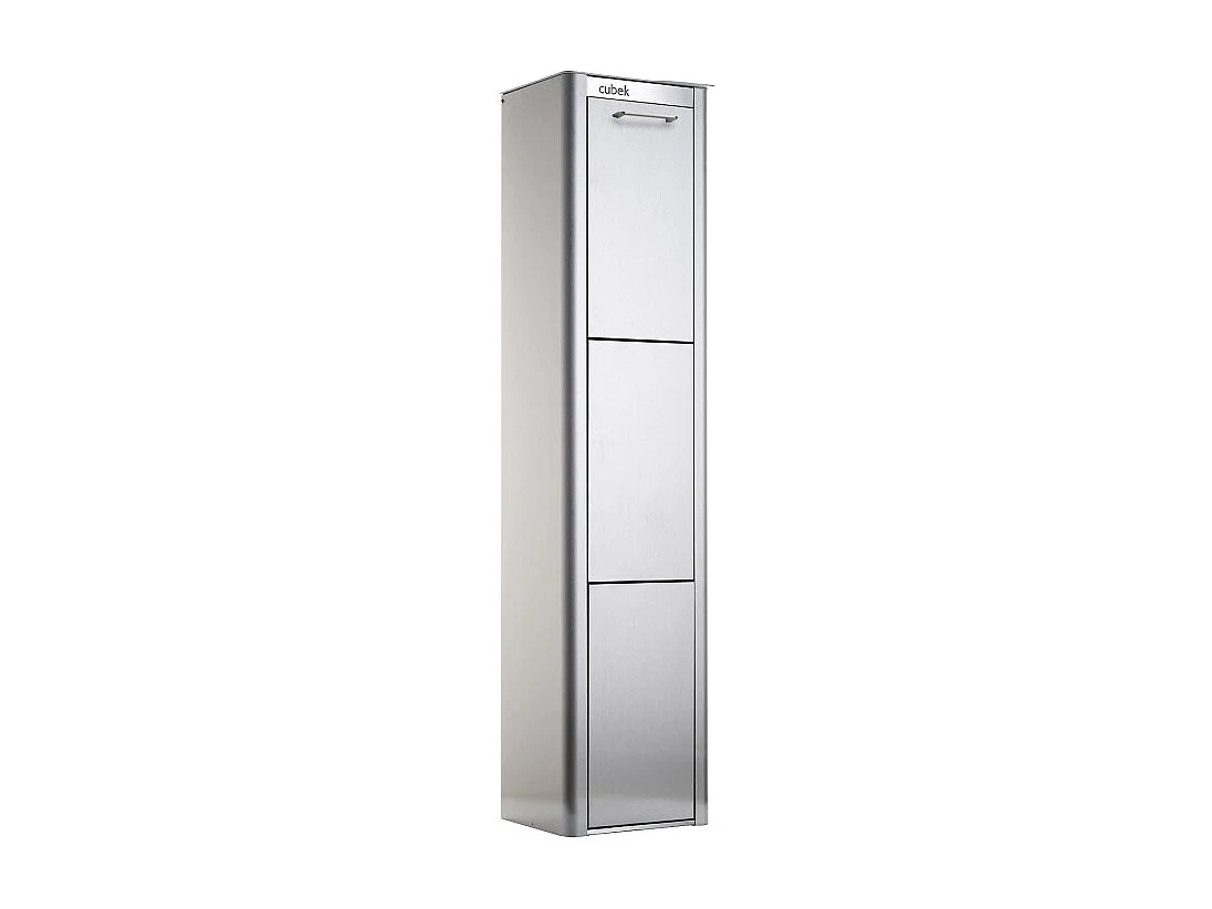 Pattumiera da cucina - Bidone per raccolta differenziata - 3 scomparti da 20L - Acciaio inox - CUBEK