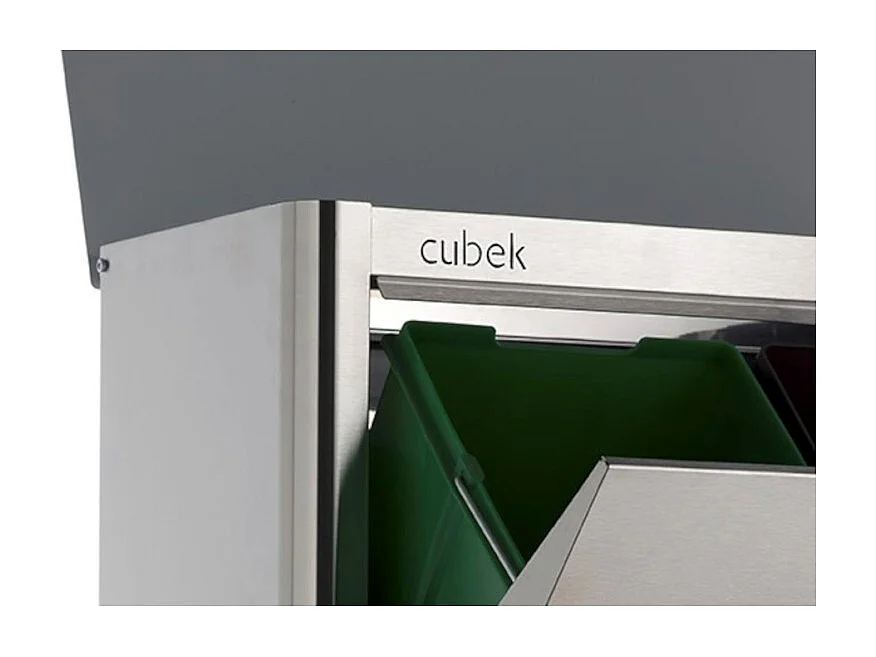 Küchenabfalleimer - Mülltrennungssystem mit 4 Fächern à 20 Litern - Edelstahl - CUBEK