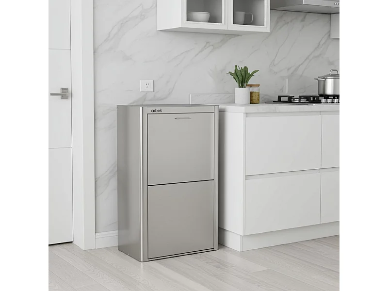 Poubelle cuisine de tri sélectif - 4 compartiments de 20L- Acier Inoxydable - CUBEK