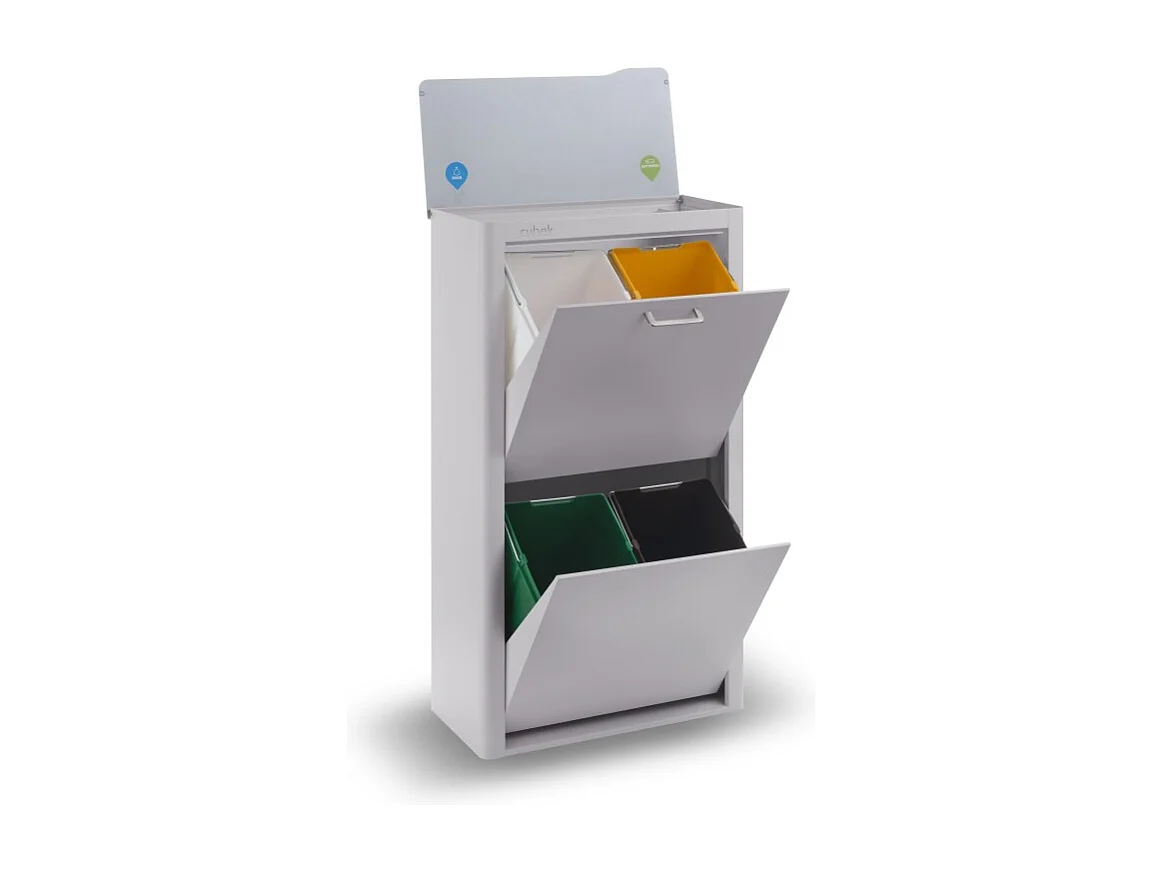 Cubo de basura para la cocina - Cubo de reciclaje - 4 compartimentos de 20L - CUBEK