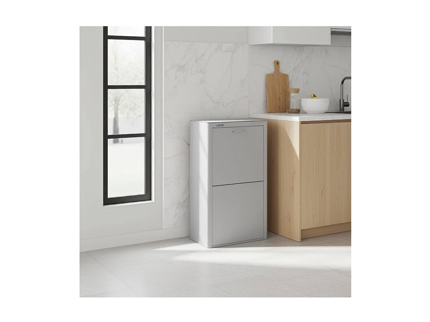 Cubo de basura para la cocina - Cubo de reciclaje - 4 compartimentos de 20L - CUBEK