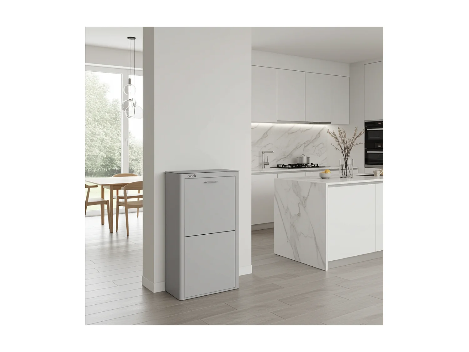 Cubo de basura para la cocina - Cubo de reciclaje - 4 compartimentos de 20L - CUBEK