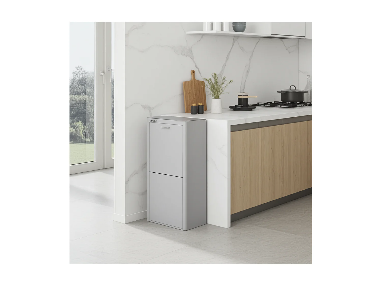 Cubo de basura para la cocina - Cubo de reciclaje - 4 compartimentos de 20L - CUBEK