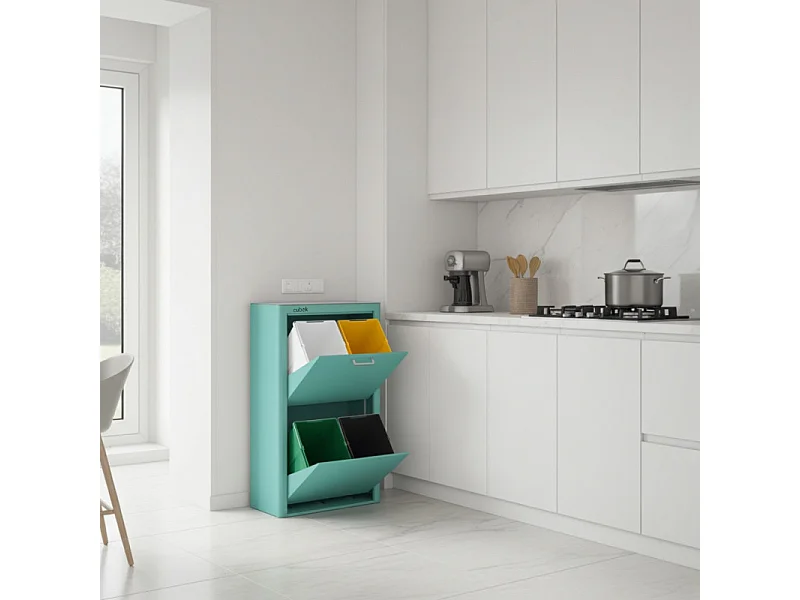 Cubo de basura para la cocina - Cubo de reciclaje - 4 compartimentos de 20L - CUBEK