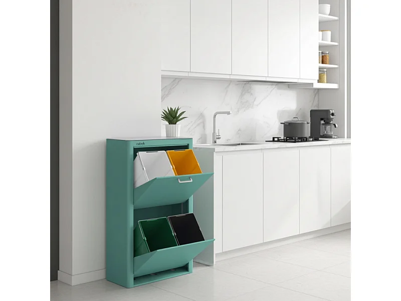 Pattumiera da cucina - Bidone per raccolta differenziata - 4 scomparti da 20L - CUBEK