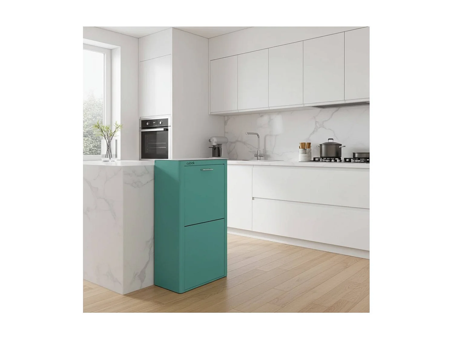 Küchenabfalleimer - Mülltrennungssystem mit 4 Fächern à 20 Litern - CUBEK