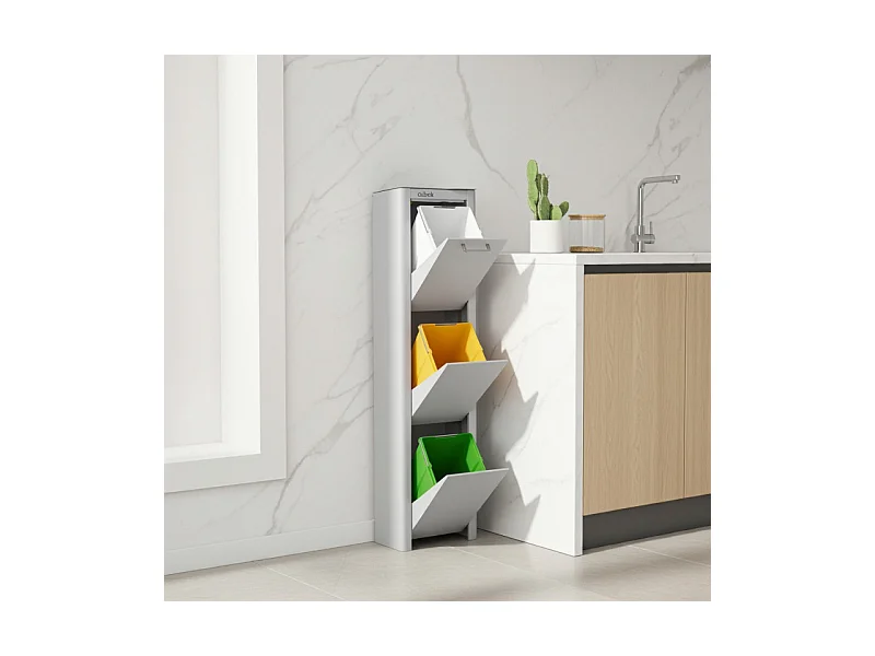 Cubo de basura para la cocina - Cubo de reciclaje - 3 compartimentos de 20L - CUBEK