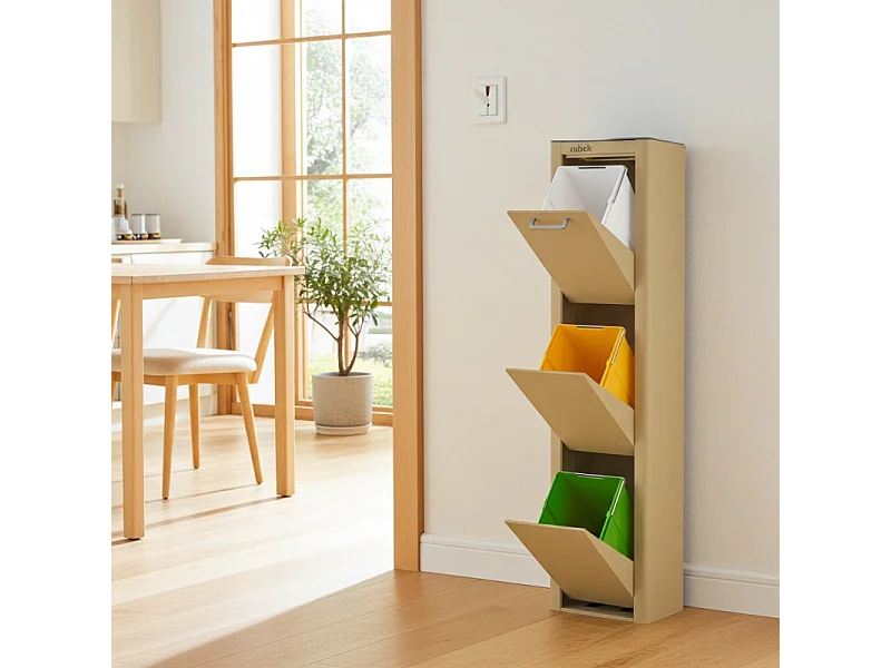 Poubelle cuisine de tri sélectif - 3 compartiments de 20L- CUBEK