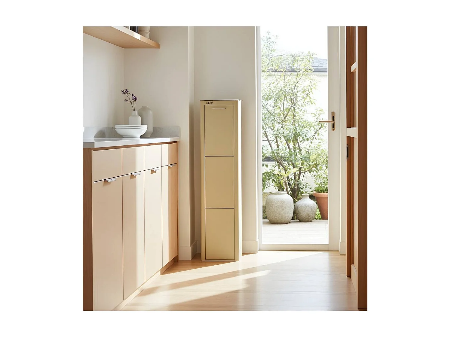 Cubo de basura para la cocina - Cubo de reciclaje - 3 compartimentos de 20L - CUBEK