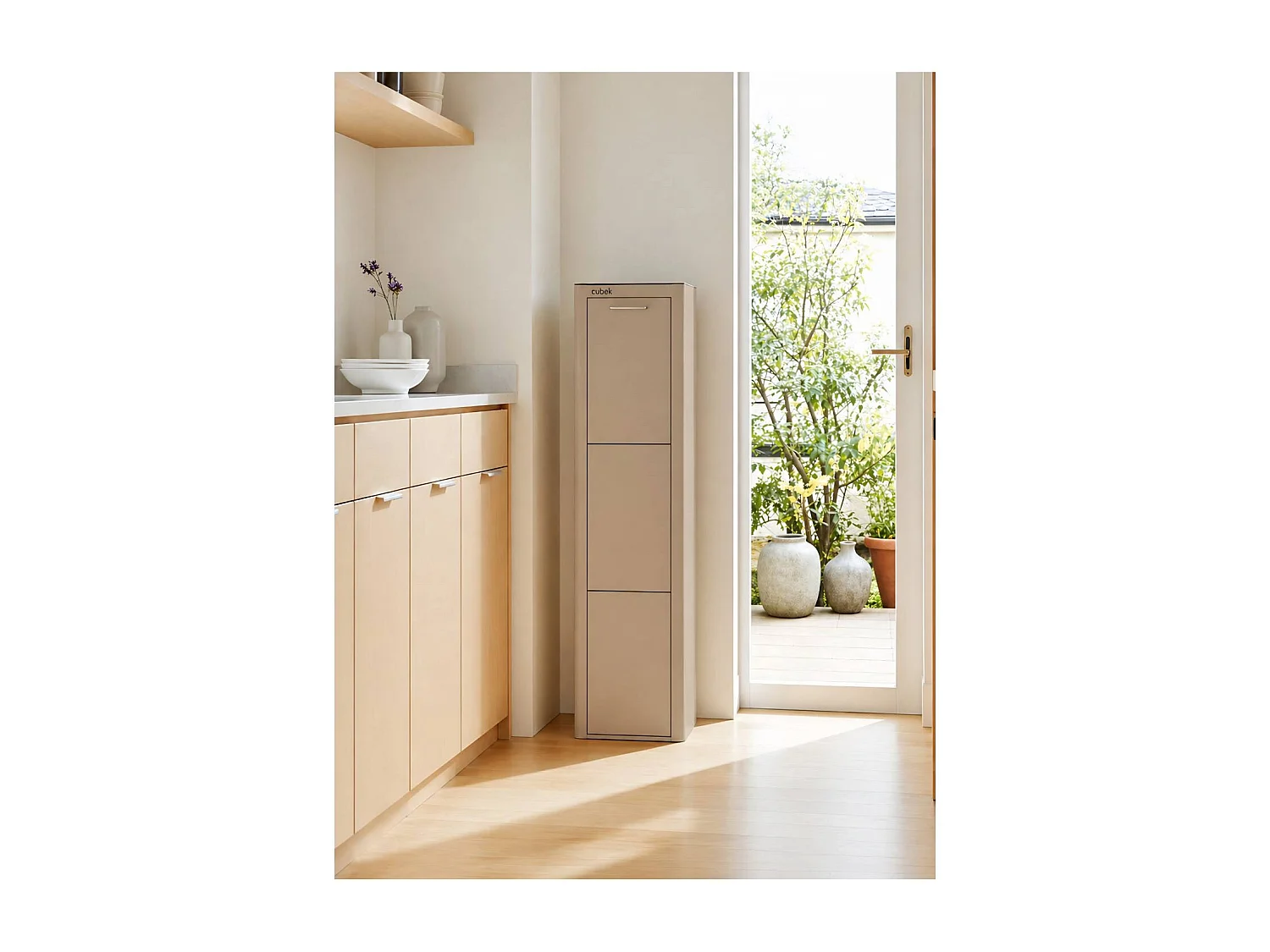Poubelle cuisine de tri sélectif - 3 compartiments de 20L- CUBEK