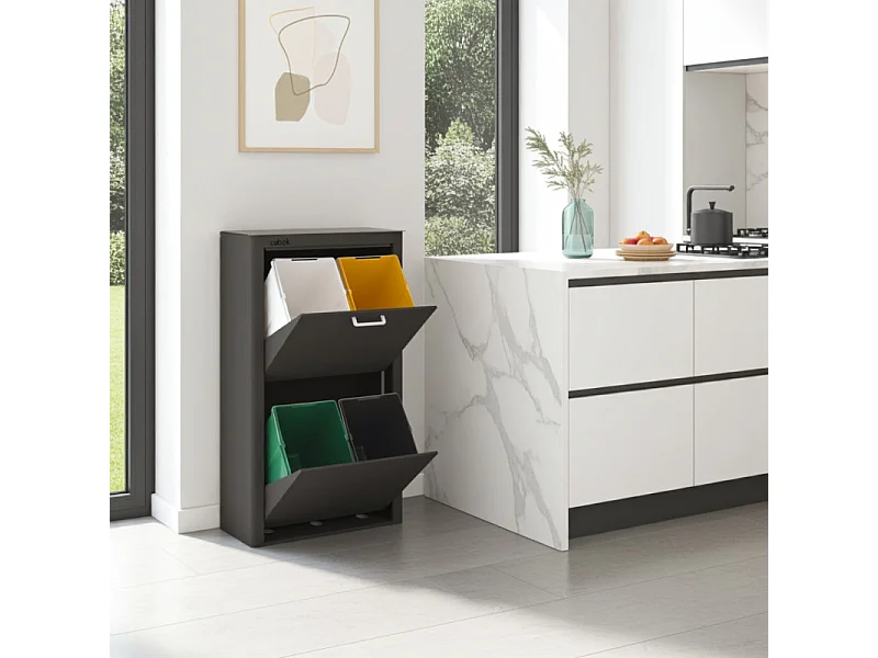 Pattumiera da cucina - Bidone per raccolta differenziata - 4 scomparti da 20L - CUBEK