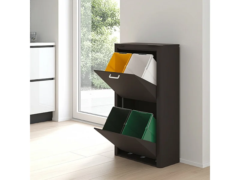 Pattumiera da cucina - Bidone per raccolta differenziata - 4 scomparti da 20L - CUBEK