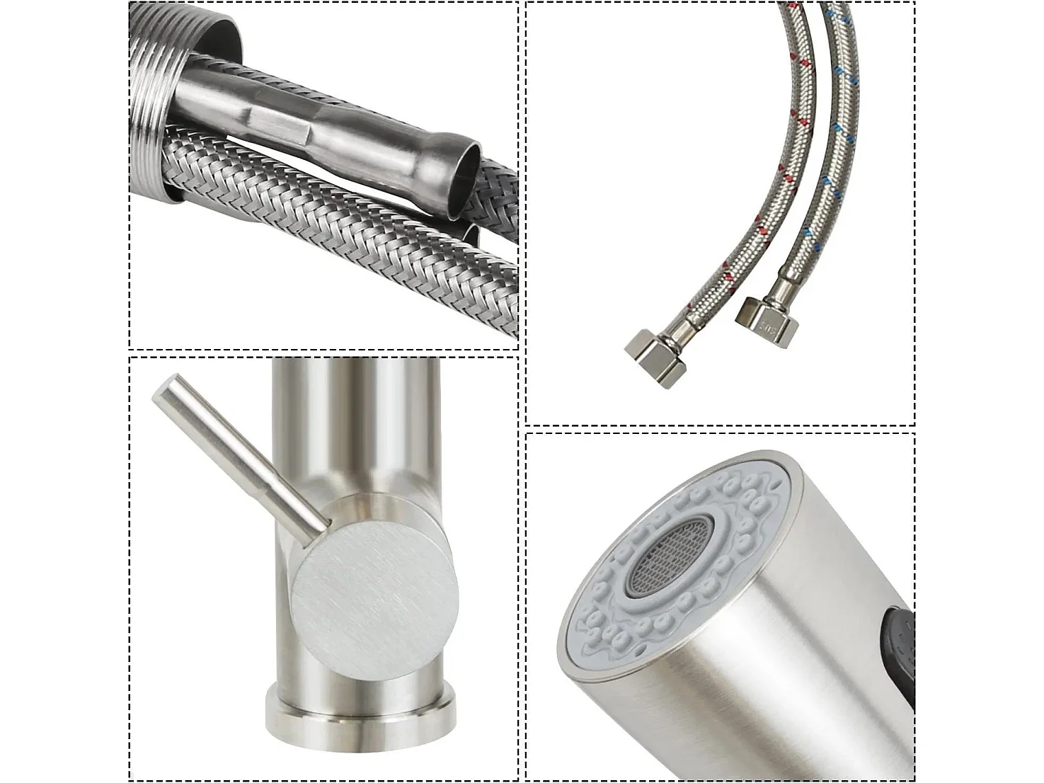 NETTLIFE robinet de cuisine haute pression extensible cuisine 360° robinet d'évier pivotant