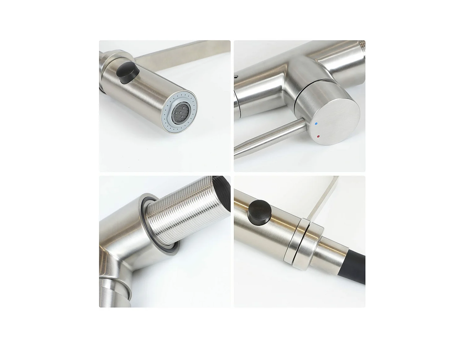 NETTLIFE Keukenkraan met flexibele lange uitbreidbare slang met douchekop, 46,5 cm, zwart, 360 graden draaibare hoge druk mengkraan