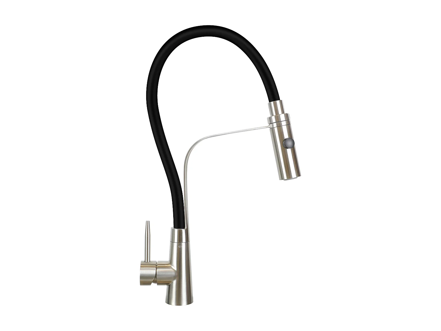 NETTLIFE Keukenkraan met flexibele lange uitbreidbare slang met douchekop, 46,5 cm, zwart, 360 graden draaibare hoge druk mengkraan