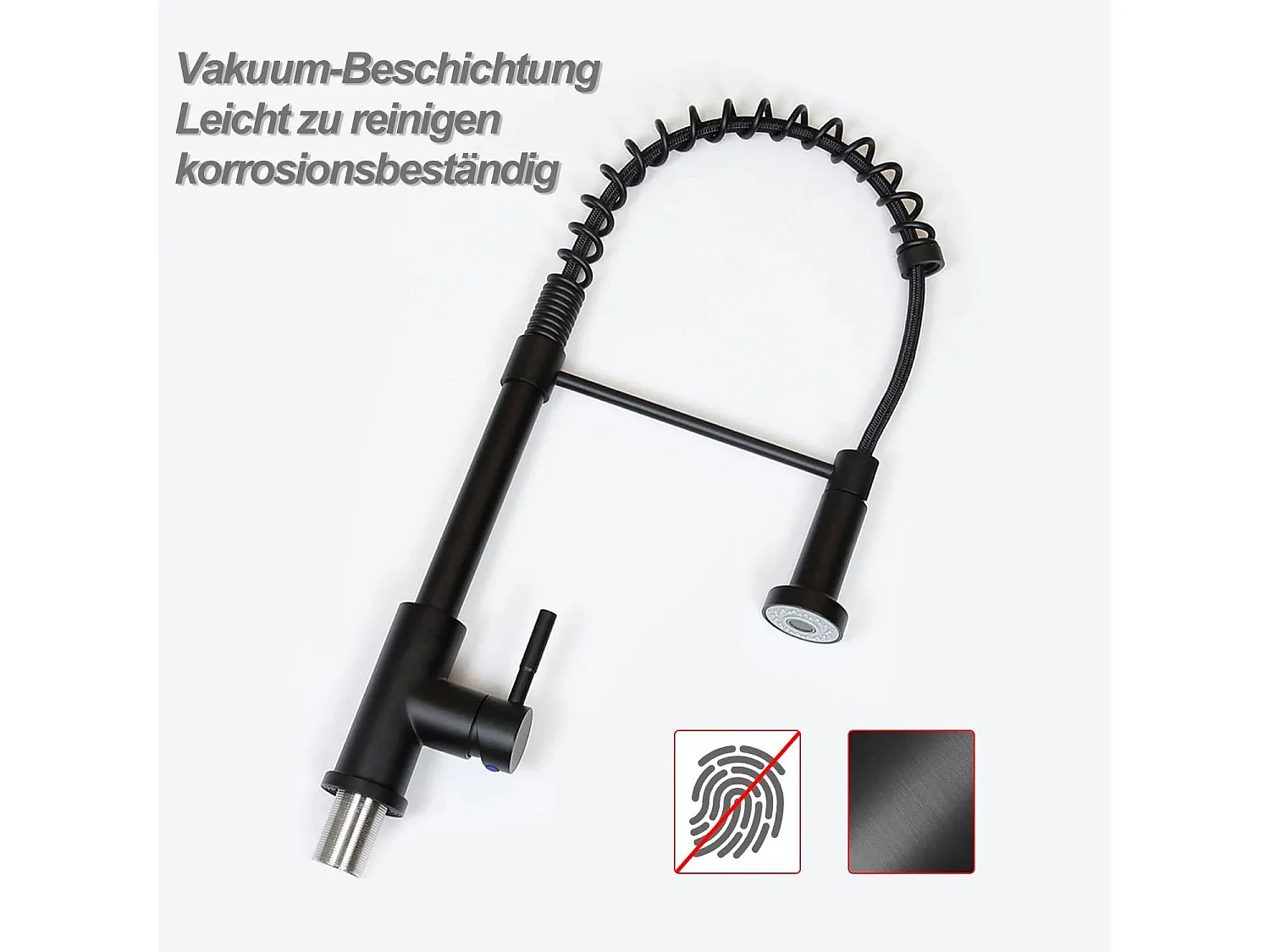 NETTLIFE Grifo de cocina con ducha extraíble Mezclador de cocina Grifo giratorio Mezclador de fregadero de alta presión con 2 tipos de chorros, Negro