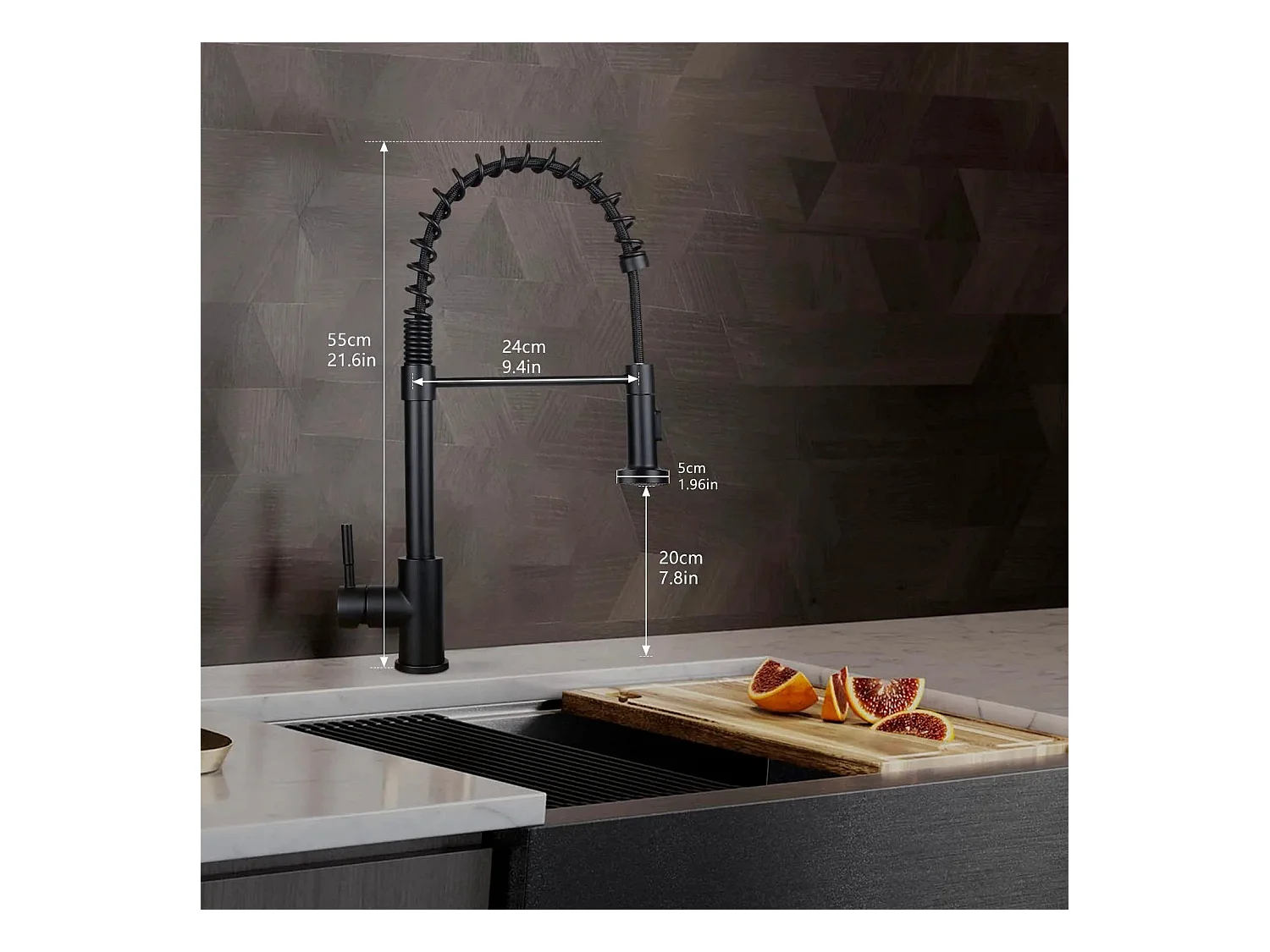 NETTLIFE Robinet de Cuisine avec Douchette Extractible Mitigeur Cuisine Bec Rotatif Mitigeur d'Évier haute pression avec 2 types de jets ,Noir