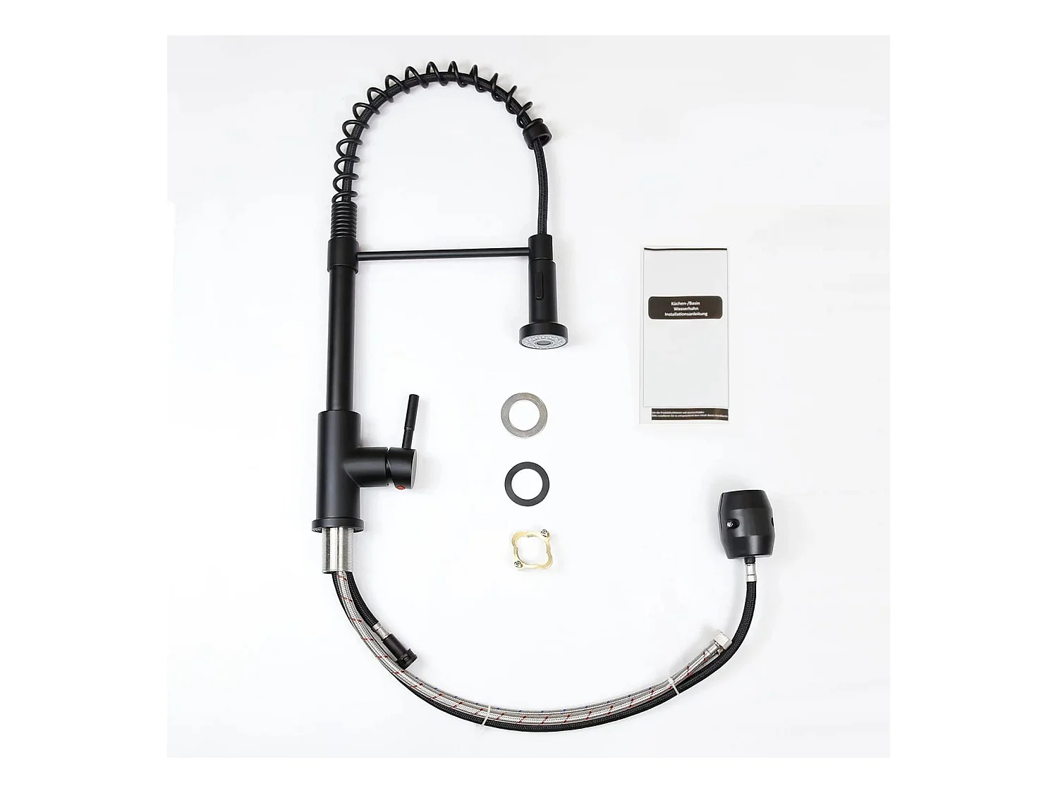 NETTLIFE Robinet de Cuisine avec Douchette Extractible Mitigeur Cuisine Bec Rotatif Mitigeur d'Évier haute pression avec 2 types de jets ,Noir