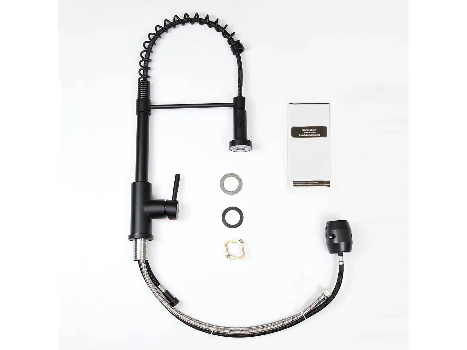 NETTLIFE Robinet de Cuisine avec Douchette Extractible Mitigeur Cuisine Bec Rotatif Mitigeur d'Évier haute pression avec 2 types de jets ，Noir