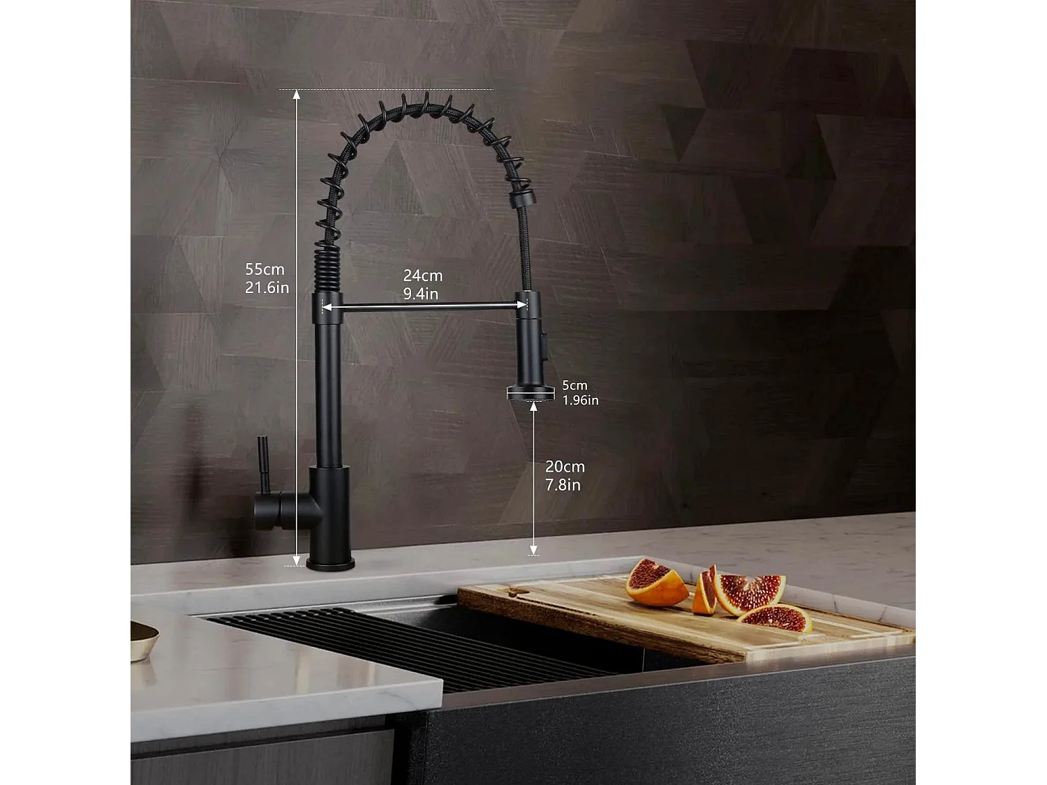 NETTLIFE Robinet de Cuisine avec Douchette Extractible Mitigeur Cuisine Bec Rotatif Mitigeur d'Évier haute pression avec 2 types de jets ，Noir