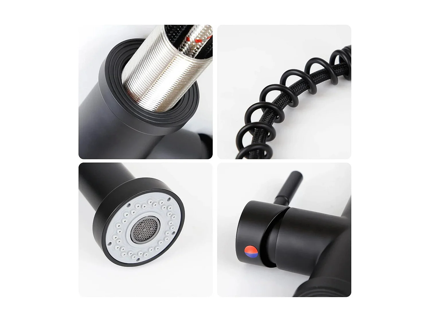 NETTLIFE Robinet de Cuisine avec Douchette Extractible Mitigeur Cuisine Bec Rotatif Mitigeur d'Évier haute pression avec 2 types de jets ，Noir