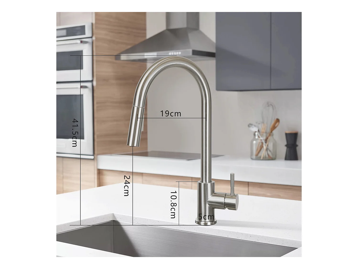 NETTLIFE Wasserhahn Küche Küchenarmatur Hochdruck - Spültischarmatur mit Brause Ausziehbar Mischbatterie Spüle 360° Schwenkbar Armatur mit 2 Strahlarten