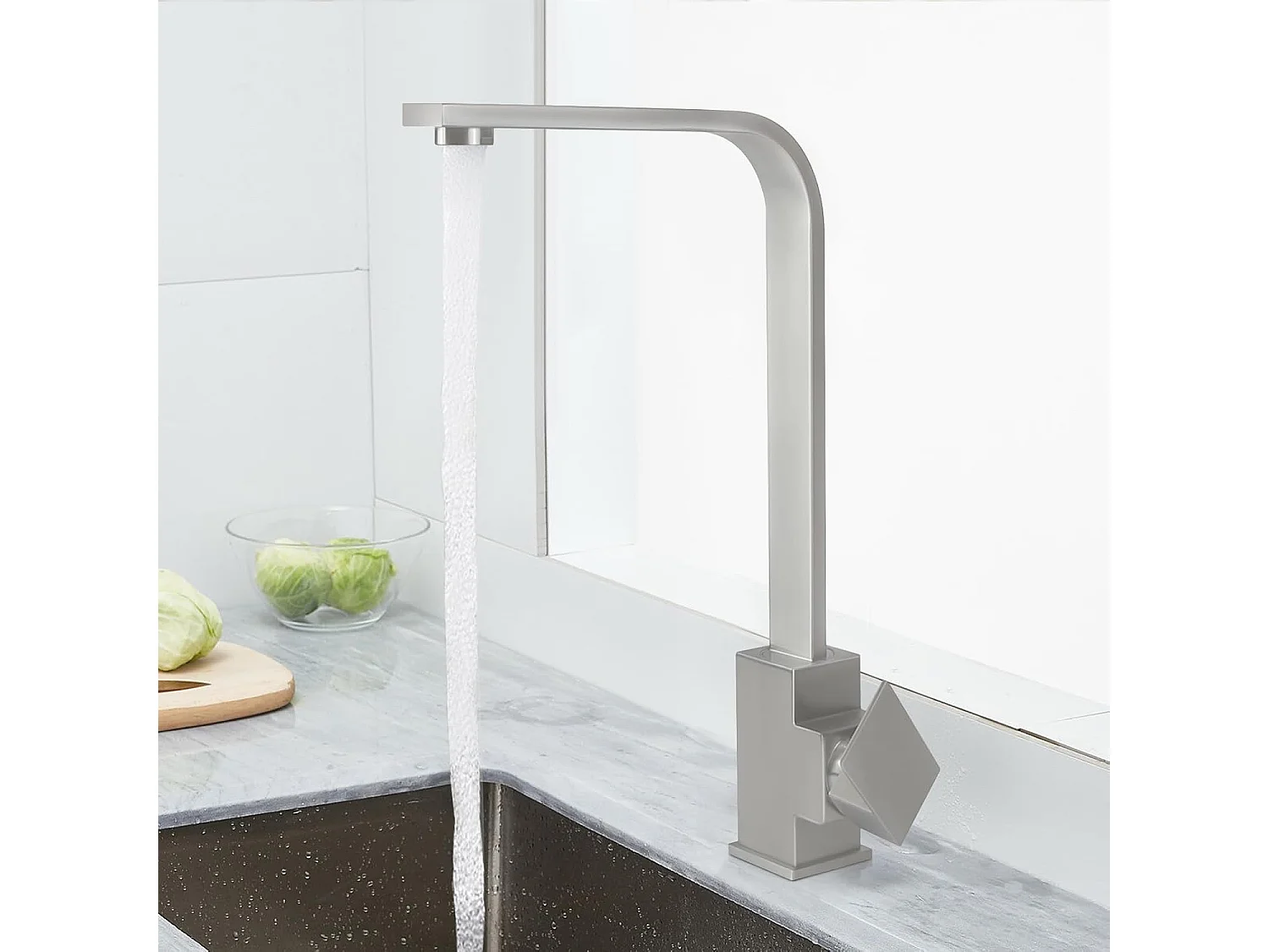 NETTLIFE Wasserhahn Küche Küchenarmatur Gebürstet Hochdruck - Armatur Edelstahl Mischbatterie 360° Schwenkbar Spültischarmatur