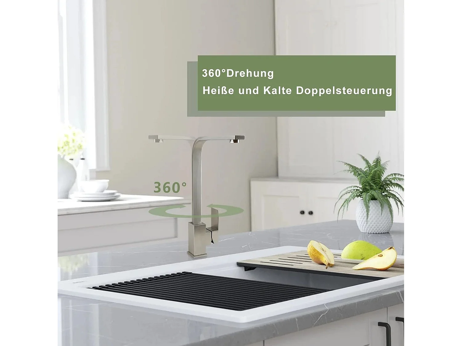 NETTLIFE Wasserhahn Küche Küchenarmatur Gebürstet Hochdruck - Armatur Edelstahl Mischbatterie 360° Schwenkbar Spültischarmatur