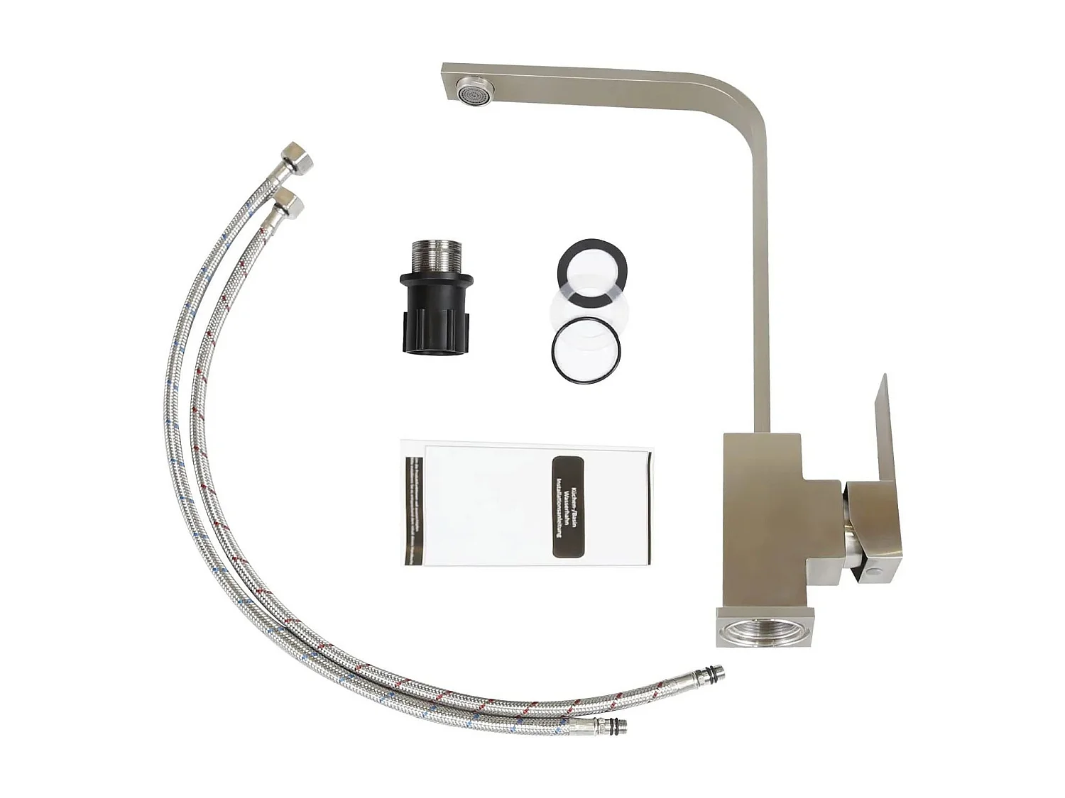 NETTLIFE Robinet de Cuisine avec Poignée Unique, Robinet de Cuisine en Acier Inoxydable, Robinet de Cuisine à Haute Pression, Bras Pivotant à 360°