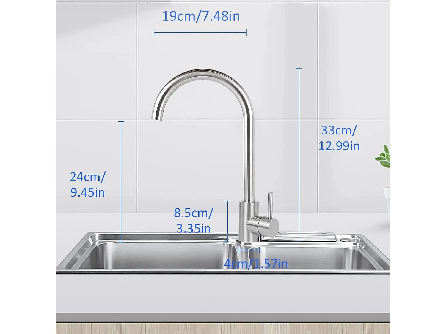 NETTLIFE robinet de cuisine robinet haute pression robinet d'évier de cuisine en acier inoxydable pivotant à 360°