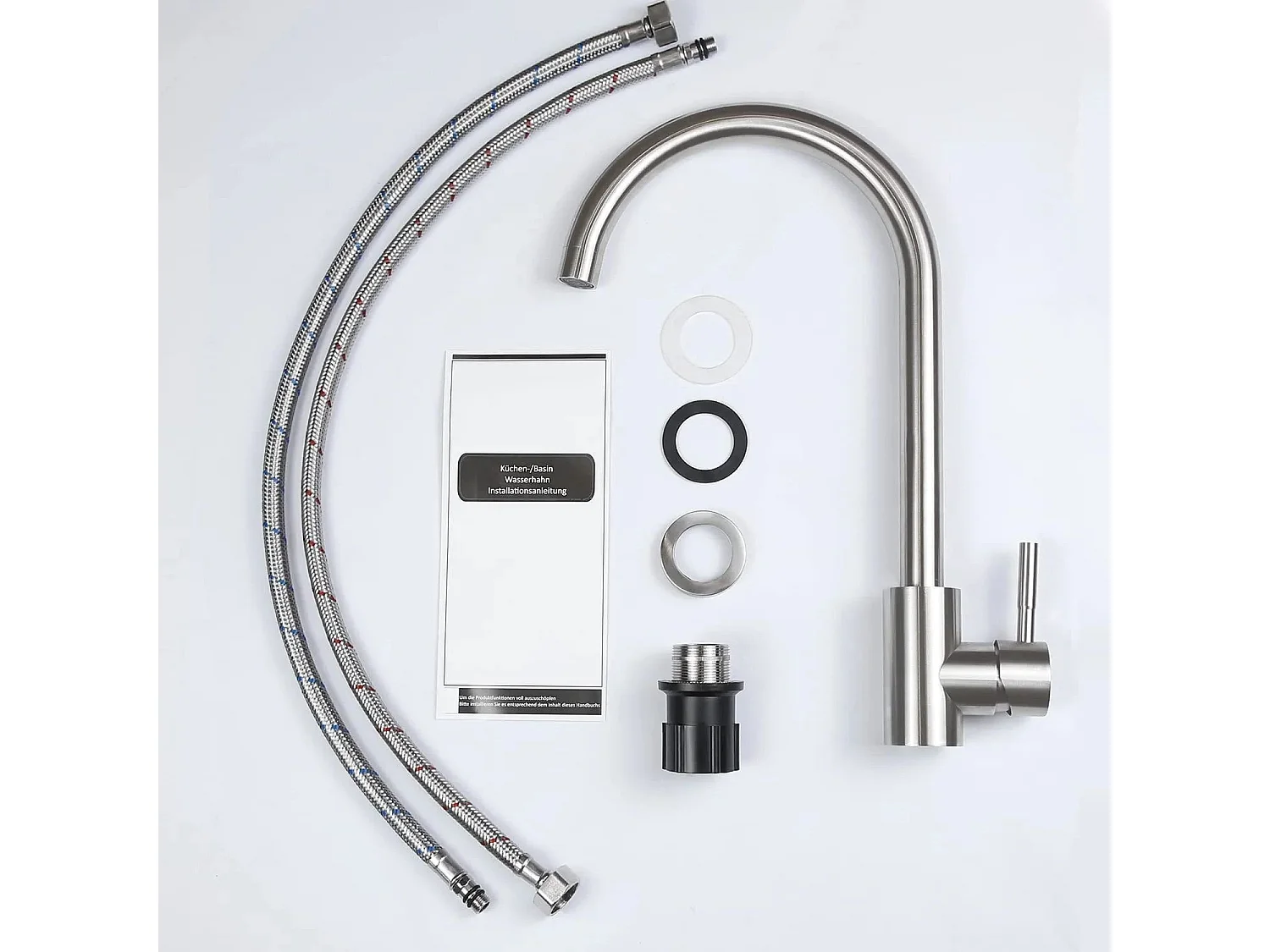 NETTLIFE robinet de cuisine robinet haute pression robinet d'évier de cuisine en acier inoxydable pivotant à 360°