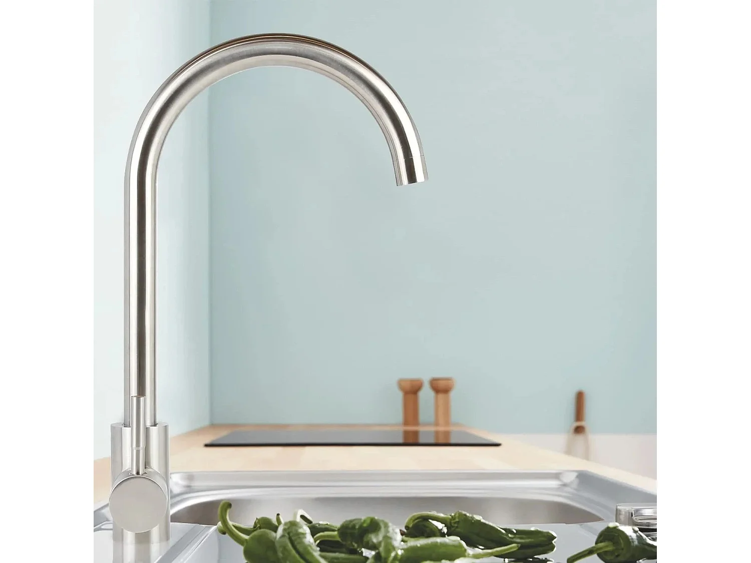 NETTLIFE robinet de cuisine robinet haute pression robinet d'évier de cuisine en acier inoxydable pivotant à 360°