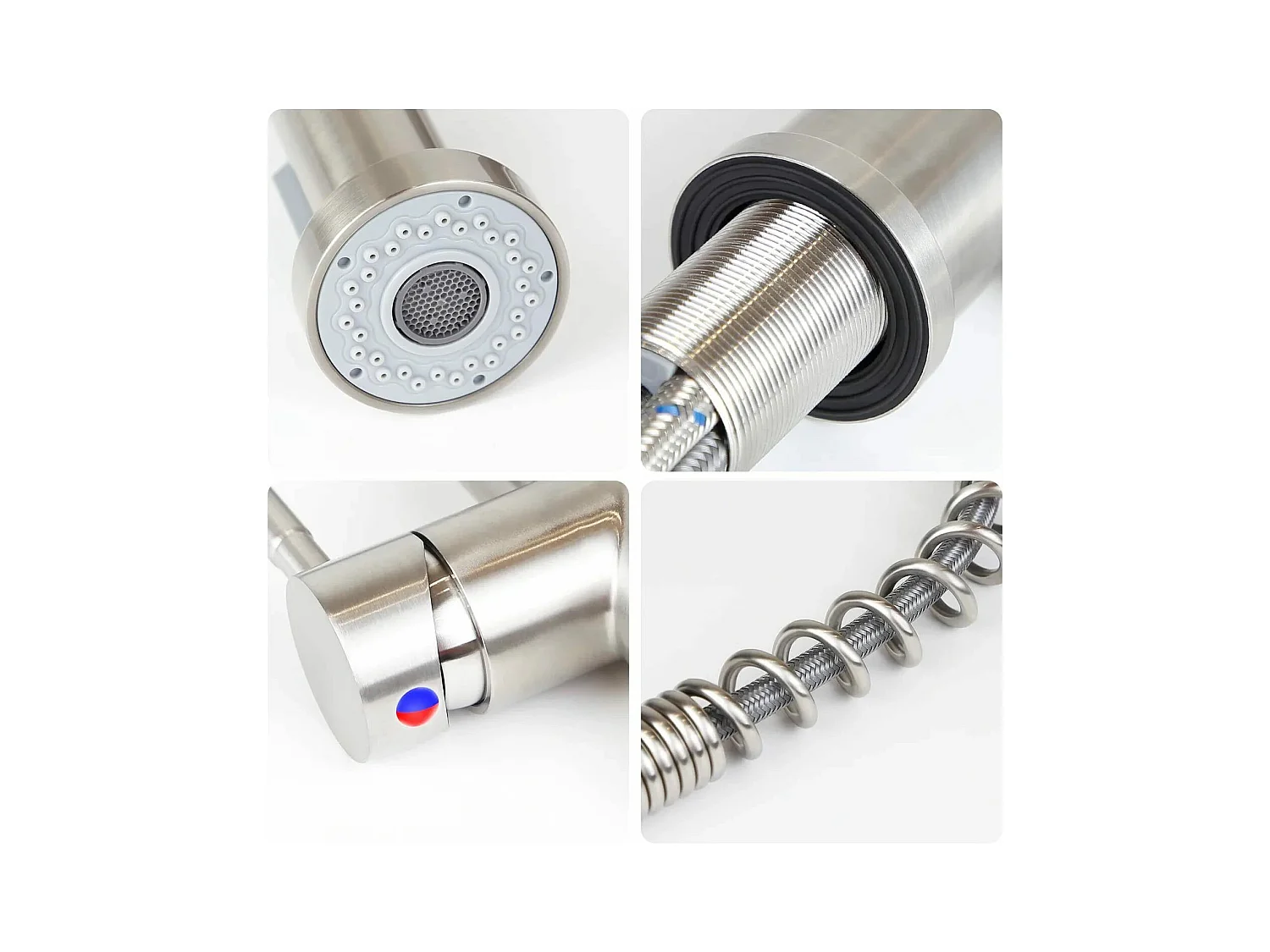 NETTLIFE Robinet de Cuisine avec Douchette Extractible Mitigeur Cuisine Bec Rotatif Mitigeur d'Évier haute pression avec 2 types de jets , Nickel