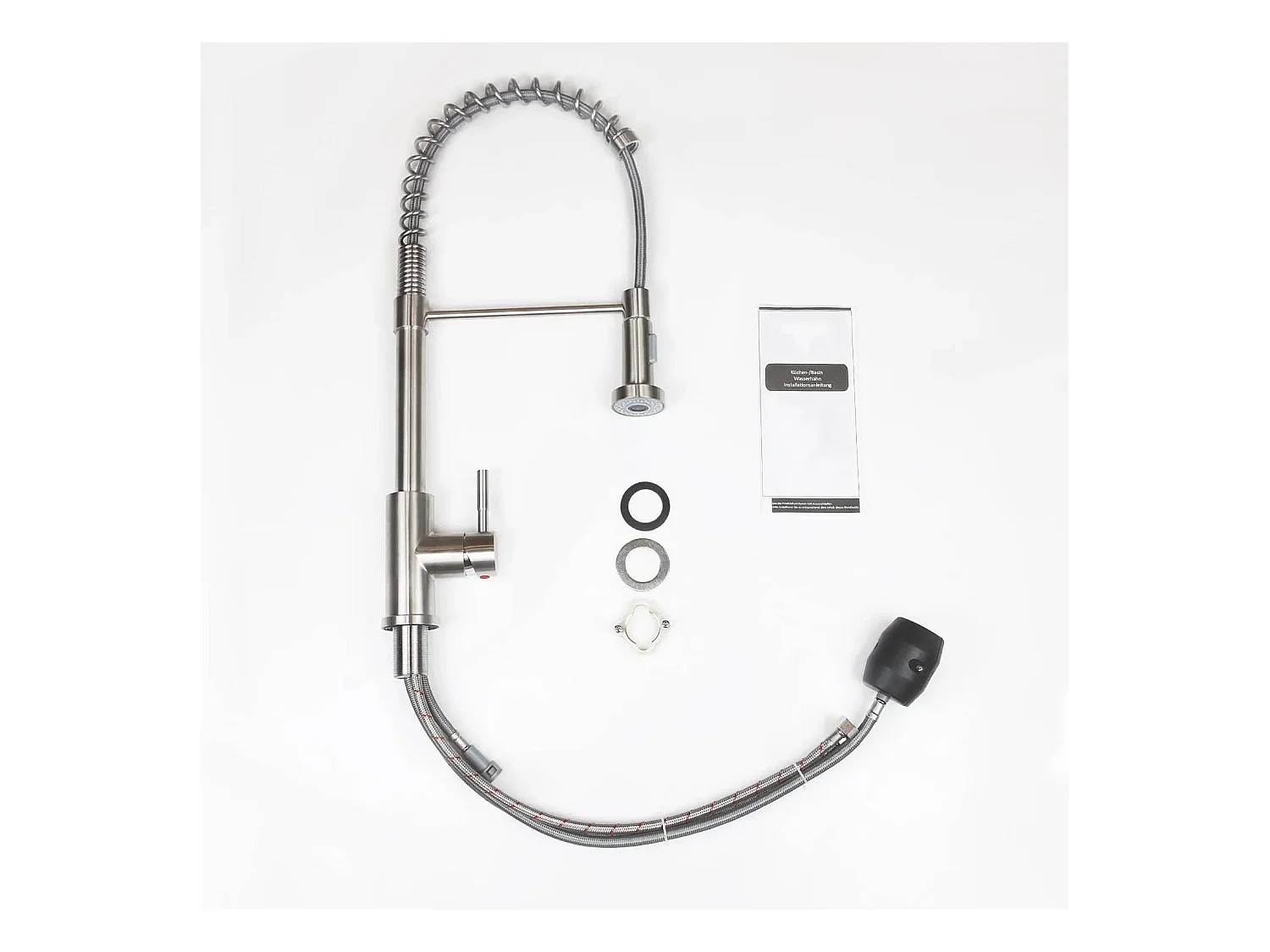 NETTLIFE Robinet de Cuisine avec Douchette Extractible Mitigeur Cuisine Bec Rotatif Mitigeur d'Évier haute pression avec 2 types de jets , Nickel