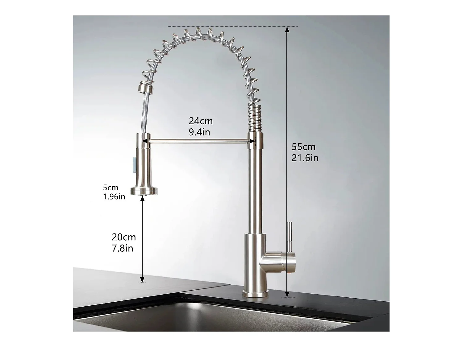 NETTLIFE Robinet de Cuisine avec Douchette Extractible Mitigeur Cuisine Bec Rotatif Mitigeur d'Évier haute pression avec 2 types de jets , Nickel