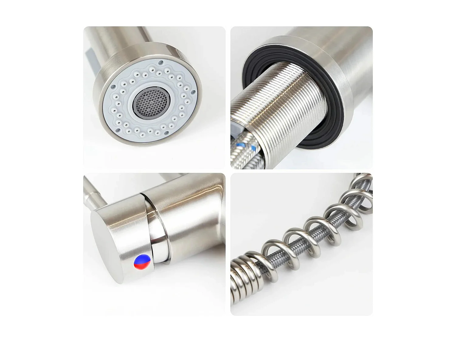 NETTLIFE Keukenkraan met uittrekbare douchekop Mengkraan Keuken draaibare gooseneck mengkraan voor wastafel hoge druk met 2 soorten stralen, nikkel