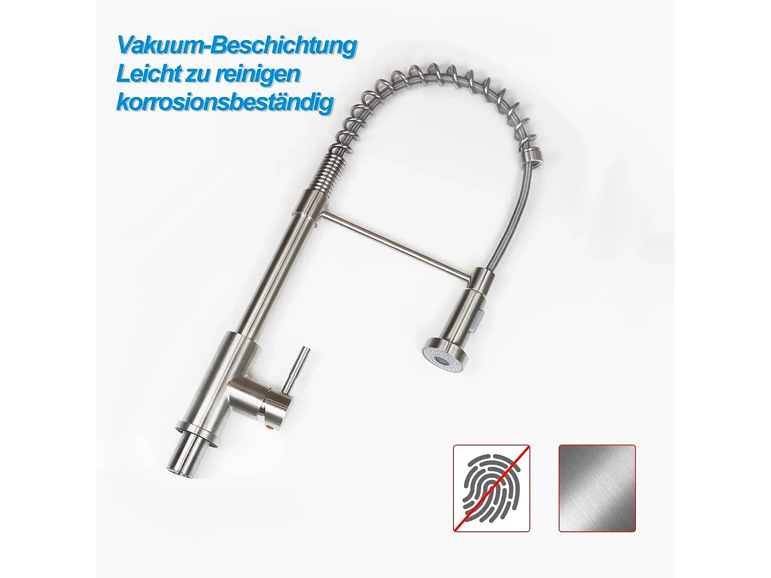 NETTLIFE Keukenkraan met uittrekbare douchekop Mengkraan Keuken draaibare gooseneck mengkraan voor wastafel hoge druk met 2 soorten stralen, nikkel