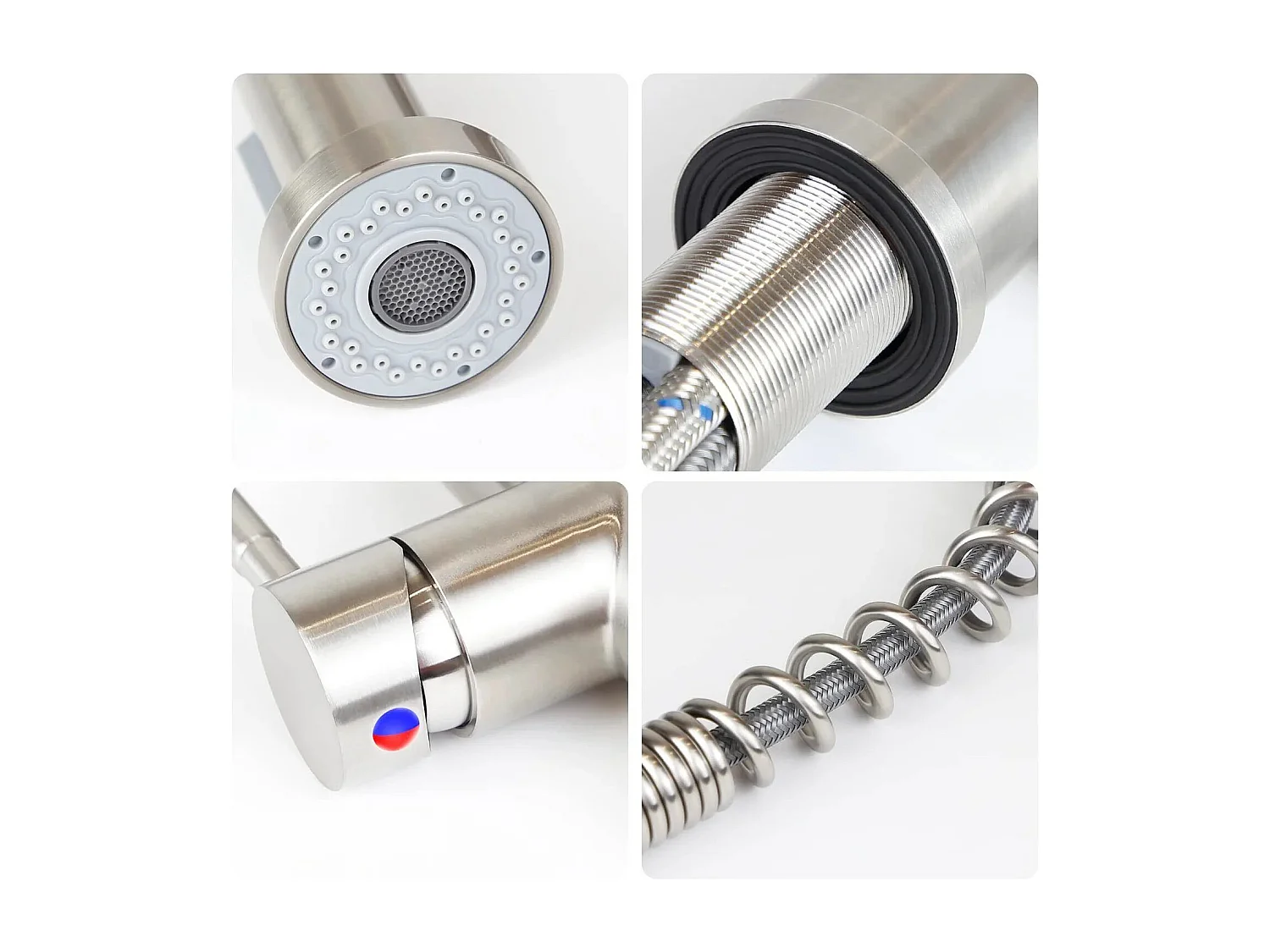 NETTLIFE Robinet de Cuisine avec Douchette Extractible Mitigeur Cuisine Bec Rotatif Mitigeur d'Évier haute pression avec 2 types de jets , Nickel