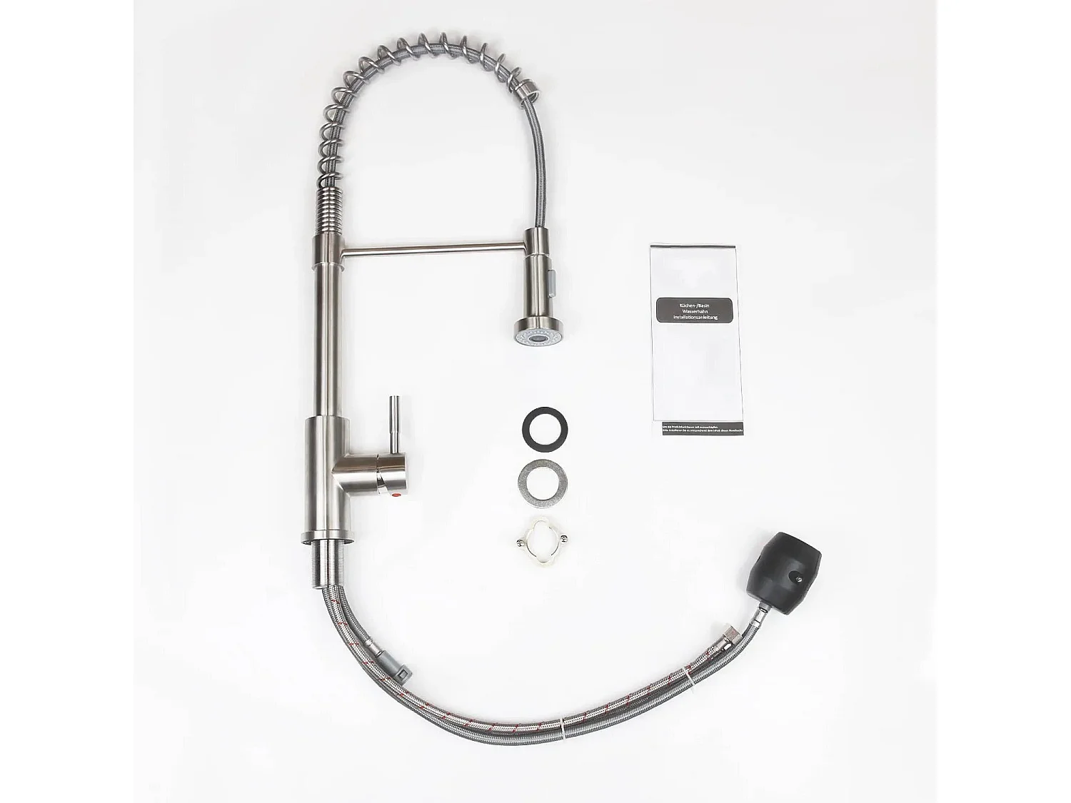 NETTLIFE Robinet de Cuisine avec Douchette Extractible Mitigeur Cuisine Bec Rotatif Mitigeur d'Évier haute pression avec 2 types de jets , Nickel