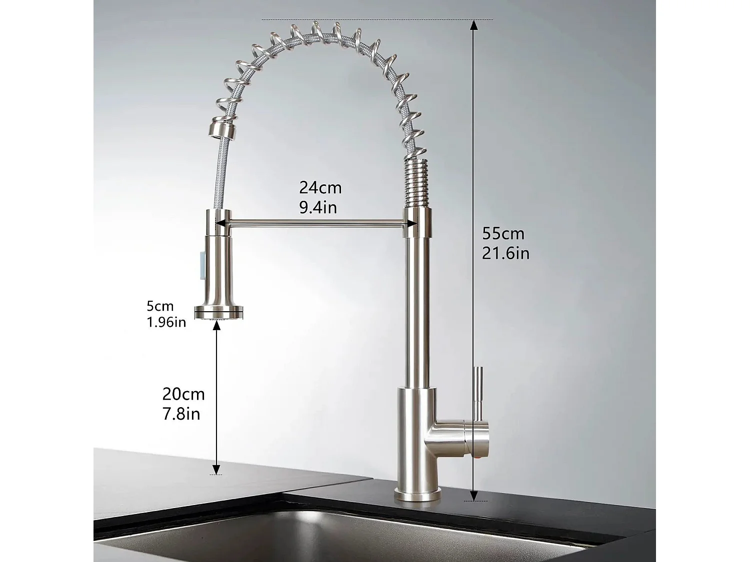 NETTLIFE Robinet de Cuisine avec Douchette Extractible Mitigeur Cuisine Bec Rotatif Mitigeur d'Évier haute pression avec 2 types de jets , Nickel