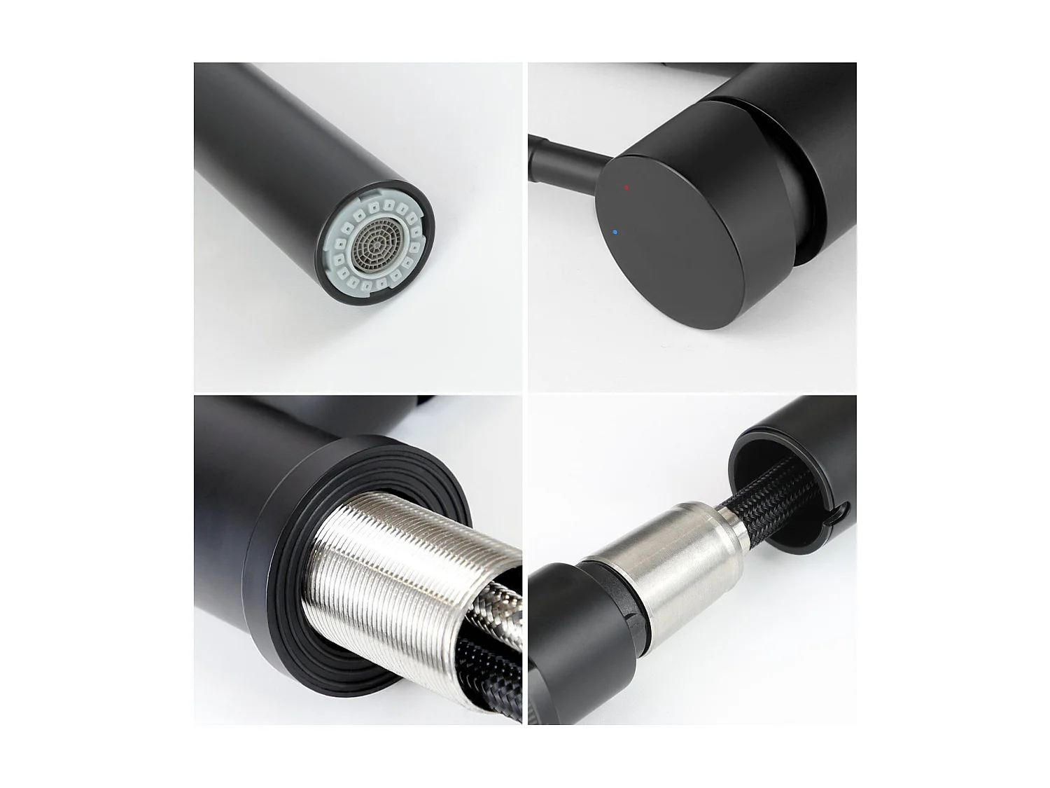 NETTLIFE Wasserhahn Küche Küchenarmatur Schwarz - Ausziehbar Spültischarmatur mit Brause Mischbatterie Spüle 360° Drehbar Armatur Edelstahl mit 2 Strahlarten