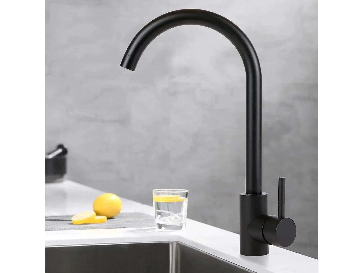 NETTLIFE robinet de cuisine robinet haute pression robinet d'évier de cuisine en acier inoxydable pivotant à 360°