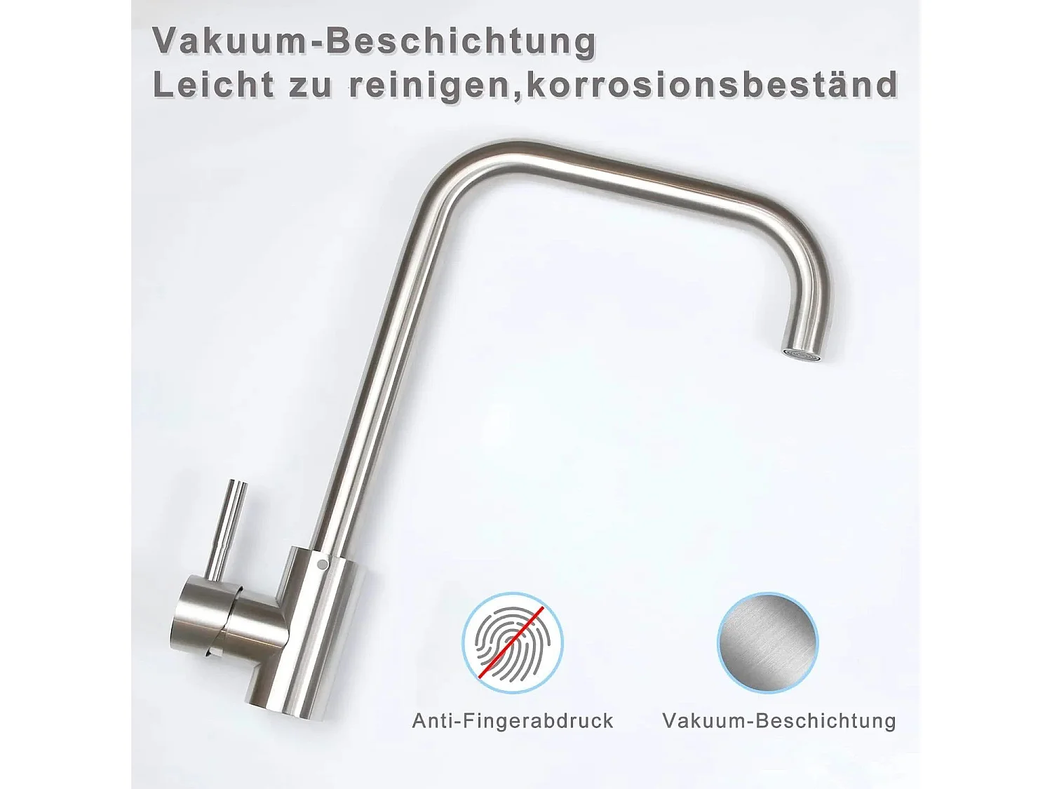 NETTLIFE Keukenkraan, RVS mengkraan met unieke greep, hoge druk, 360 ° draaibare keukenkraan, nikkel