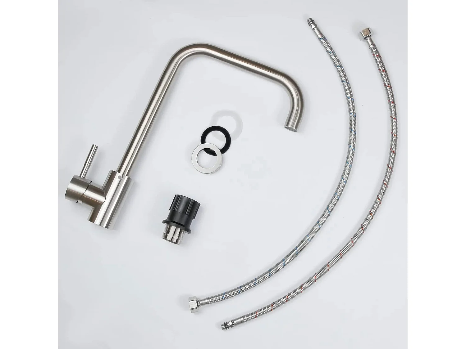 NETTLIFE Keukenkraan, RVS mengkraan met unieke greep, hoge druk, 360 ° draaibare keukenkraan, nikkel